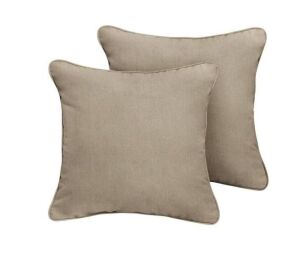 Sorra Home Sunbrella Canvas Taupe Outdoor Corded Throw Pillows, 2 Pack 