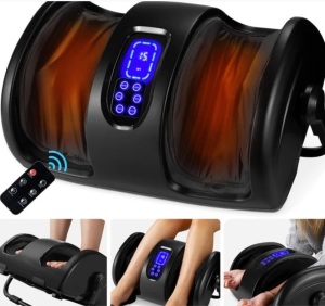 Reflexology Shiatsu Foot Massager w/ High-Intensity Rollers, Remote Control