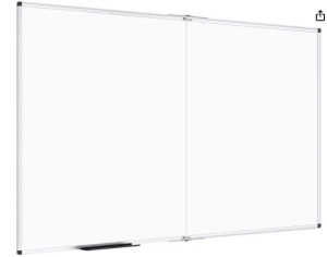 VIZ-PRO Large Dry Erase White Board/Magnetic Foldable Whiteboard, 72 X 40 Inches, Silver Aluminium Frame