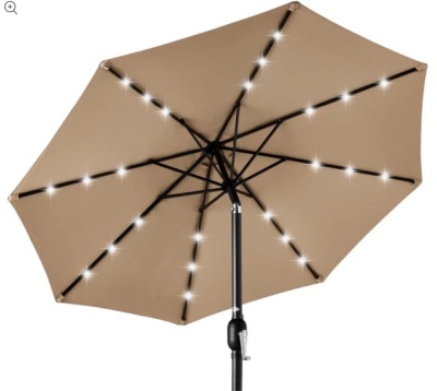 Solar LED Lighted Patio Umbrella w/ Tilt Adjustment, UV-Resistance - 10ft