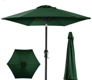 Outdoor Market Patio Umbrella w/ Push Button Tilt, Crank Lift - 7.5ft