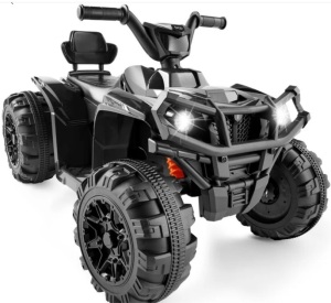 12V Kids Ride-On 4-Wheeler Quad ATV Car w/ 2.4mph Max, Bluetooth, Headlights