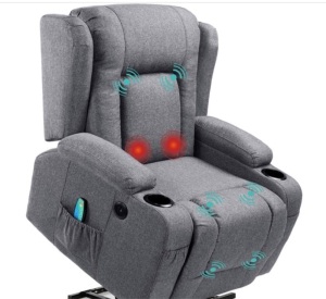 Electric Power Lift Recliner Massage Chair w/ Heat, USB Port, Cupholders