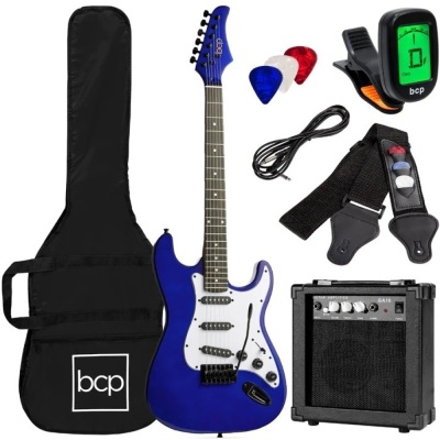 Beginner Electric Guitar Kit w/ Case, 10W Amp, Tremolo Bar - 39in