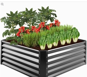 Outdoor Metal Raised Garden Bed for Vegetables, Flowers, Herbs - 4x4x1.5ft