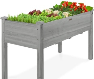 Raised Garden Bed, Elevated Wooden Planter Box w/ Foot Caps - 48x24x30in