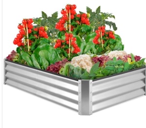 Outdoor Metal Raised Garden Bed for Vegetables, Flowers, Herbs - 6x3x1ft