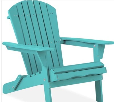 Folding Wooden Adirondack Chair, Accent Furniture w/ Natural Woodgrain