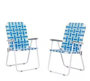 Winado Metal Frame Blue Beach Chair, 2 Pack 