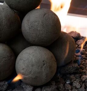 5 in. Ceramic Fire Balls in Pewter Gray Speckled, Set of 8 