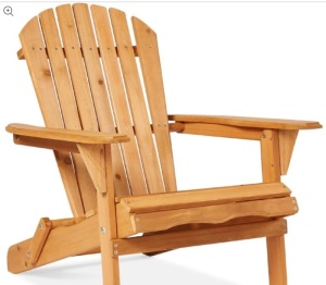 Folding Wooden Adirondack Chair, Accent Furniture w/ Natural Woodgrain