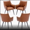 ZSARTS Brown Leather Dining Chairs Set of 4 