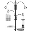 4-Hook Bird Feeding Station, Steel Feeder Stand w/ 2 Bird Feeders - 91in