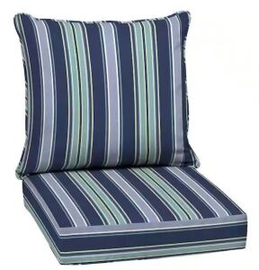 Arden Selections 24 in. x 24 in. 2-Piece Deep Seating Outdoor Lounge Chair Cushion in Sapphire Aurora Blue Stripe