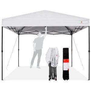 One-Person Setup Instant Pop Up Canopy w/ Case, 4 Weight Bags - 10x10ft