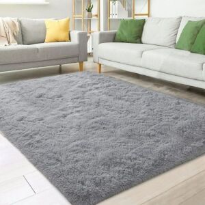 Nefoso Shag Light Gray Area Rug, 8' x 10'