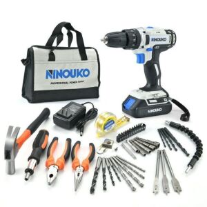 Ninouko 20-Volt Cordless Electric 1/2-inch Drill and Impact Driver Combo Kit 2Ah Lithium-Ion Battery