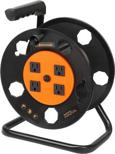 DEWENWILS Extension Cord Storage Reel with 4 Grounded Outlets