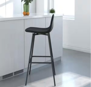 Cooper 30. 5in Black Faux Leather with Metal Legs Upholstered Bar Stool