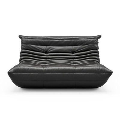 Armless Large Faux Leather 2-Seat Bean Bag Sofa