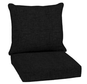 Arden 24 in. x 24 in. 2-Piece Deep Seating Outdoor Lounge Chair Cushion in Black Leala 