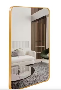 Ta. 24 in. W x 32 in. H Gold Rectangle Framed Mirror