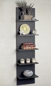 Contempo 12 in. W x 47.25 in. Black Grain Finish MDF Wide Column Wall Shelf