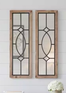 Medium Farmhouse Rectangle Windowpane Mirror Set (Set of 2) (11 in. W x 35 in. H)