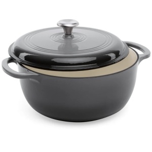 Cast-Iron Dutch Oven Kitchen Cookware w/ Enamel, Handles - 6qt