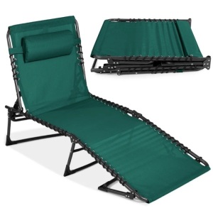 Portable Patio Chaise Lounge Chair Outdoor Recliner w/ Pillow71"(L) x 27.5"(W) x 12"(H)