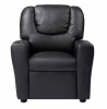 Recline, Relax, Rule Kids' Comfort Champions, Push Back Kids Recliner Chair with Footrest & Cup Holders, Black, PVC