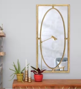 Medium Rectangle Gold Antiqued Classic Mirror (30 in. H x 14 in. W)