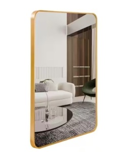 Ta. 24 in. W x 32 in. H Gold Rectangle Framed Mirror