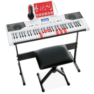 61-Key Beginners Electronic Keyboard Piano Set w/ Lighted Keys, Headphones 36.4"(L) x 12"(W) x 3.7"(H)