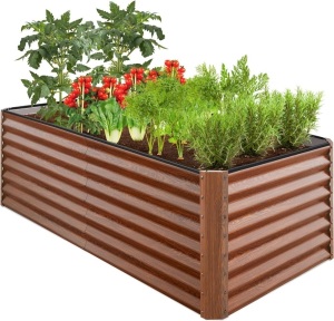 Best Choice Products 6x3x2ft Outdoor Metal Raised Garden Bed, Deep Root Box Planter for Vegetables, Flowers, Herbs, and Succulents w/ 269 Gallon Capacity - Wood Grain 