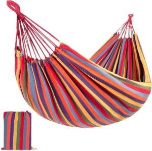 Best Choice Products 2-Person Indoor Outdoor Brazilian-Style Cotton Double Hammock Bed w/Portable Carrying Bag – Rainbow 