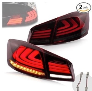 VLAND Full LED Tail Lights for [Honda Accord 9th Gen Sedan 2013 2014 2015] with Amber Sequential Turn Signal, YAB-YG-0250-H, Red & Smoked [Don't fit a Honda accord lx/Sport/Touring]