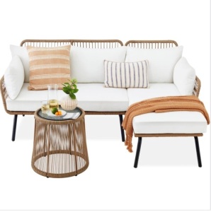 Rope Woven Sectional, L-Shape Sofa Set w/ Detachable Lounger, Table $899.99