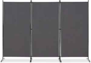 OUTGAVA 3 Panel Portable Room Divider Folding Partition Privacy Screen 6 FT Room Separator Freestanding Wall Divider for Office,Bedroom,102''W x 20''D x 71''H (Grey) 