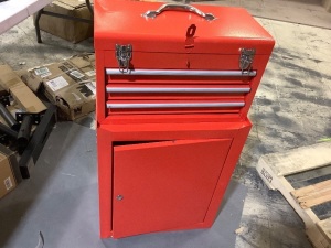 Red rolling tool cart with detachable toolbox