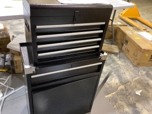 Black rolling toolbox with detachable toolbox