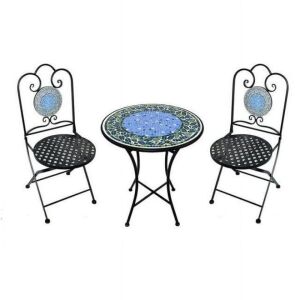 Infinity Living Accents Infinity Iron Mosaic Bistro Set, Black