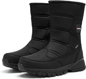 SILENTCARE Men's Winter Waterproof Snow Boots Warm Slip On Mid-Calf Zipper Booties Lightweight Outdoor Athletic 9.5