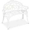 Steel Garden Bench Outdoor Patio Furniture w/ Floral Rose Accent - 39in