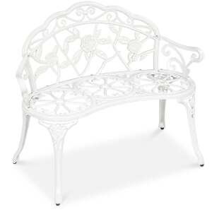 Steel Garden Bench Outdoor Patio Furniture w/ Floral Rose Accent - 39in