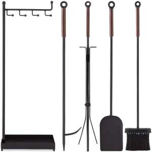 5-Piece Modern Contemporary Indoor Outdoor Fireplace Antique Tool Set