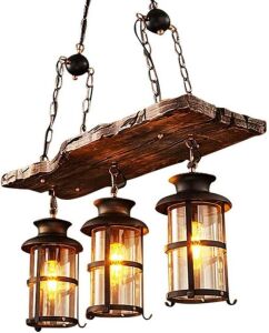 3-Light Rustic Lantern Pendant Light Fixture 