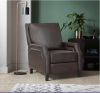 Adele Dark Brown Faux Leather Upholstered Push Back Standard Recliner with Nailheads