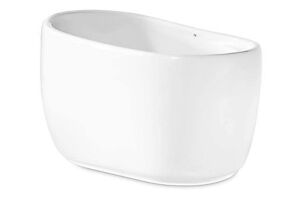 Streamline 51 in. Acrylic Flatbottom Non-Whirlpool Bathtub in Glossy White with Matte Black Drain and Overflow Cover