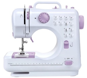 Mini Sewing Machine for Beginner, Portable Sewing Machine,12 Built-in Stitches Small Sewing Machine Double Threads and Two Speed Multi-function Mending Machine with Foot Pedal for Kids, Women (Purple)